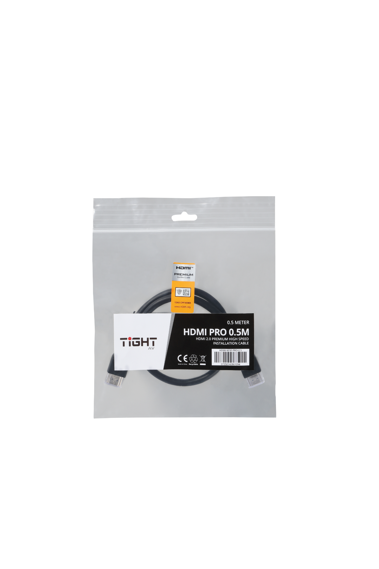 HDMI 2.0 PREMIUM HIGH SPEED INSTALLATION CABLE - 0.5M - Miniatyrbild 2
