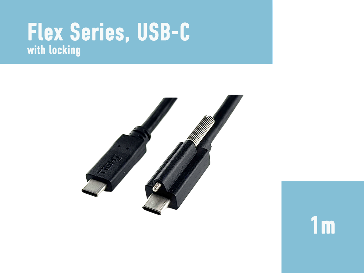 USB-C 4K60  FLEX Cable with Locking Connector, 1m - Miniatyrbild 2