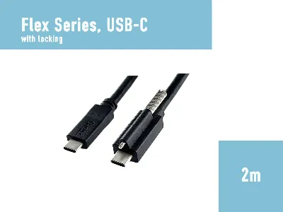 USB-C 4K60  FLEX Cable with Locking Connector, 2m
